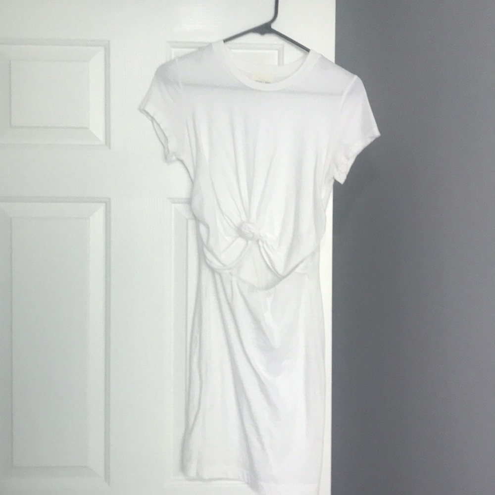 White dress with cut-out midsection